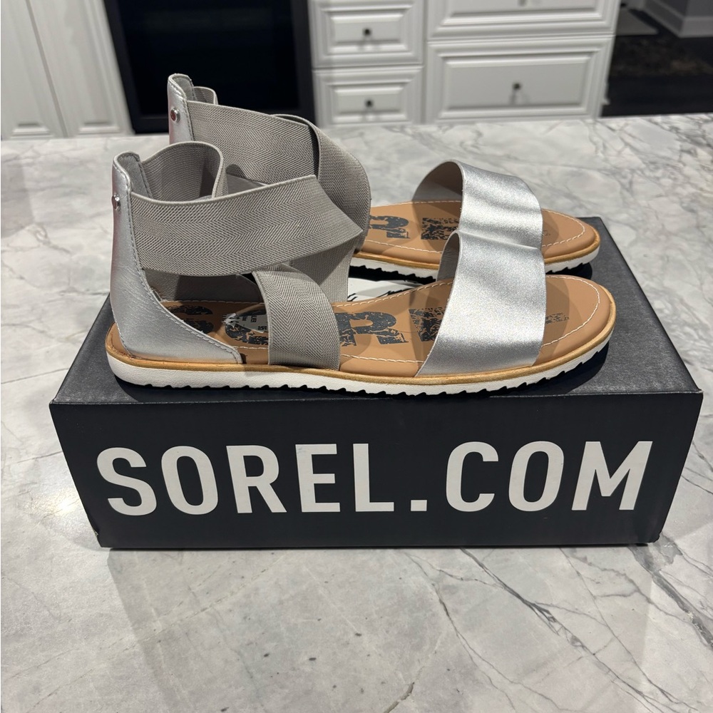 SOREL Ella Sandal Pure Silver Agave Print Women’s Size 9.5